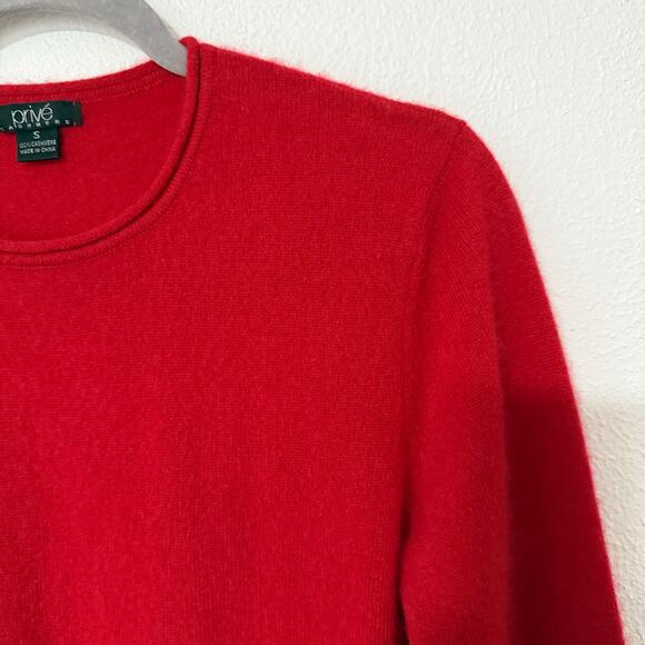 Prive 100%Cashmere Women's Red Long Sleeve Pullover Sweater Size Small - Picture 5 of 12
